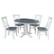 International Concepts Round 36 in Rd Extension Dining Table, 4 X-back Chairs, White/Heather Gray, 36 W, 48 L, 30.1 in H K05-36RXT-27B-C613-4 - alternate 1